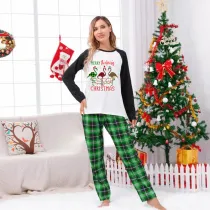 Christmas Matching Women Pajamas Merry Flocking Christmas Female Green Pajamas Set