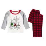 Christmas Matching Family Pajamas Snow Three Gnomies Christ Plaids Pants Pajamas Set
