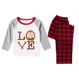 Christmas Matching Family Pajamas Love Jesus Plaids Pants Pajamas Set