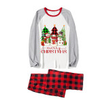 Christmas Matching Family Pajamas Snowman with Christmas Tree White Pajamas Set