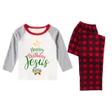 Christmas Matching Family Pajamas Happy Birthday Jesus Plaids Pants Pajamas Set