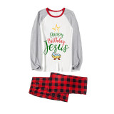 Christmas Matching Family Pajamas Happy Birthday Jesus Plaids Pants Pajamas Set