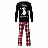 Christmas Family Matching Sleepwear Pajamas Sets Merry Christmas Bear Top and Plaid Pants