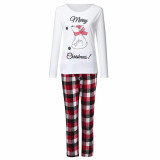 Christmas Family Matching Sleepwear Pajamas Sets Merry Christmas Bear Top and Plaid Pants
