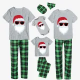 Christmas Matching Family Bearded Santa Claus Short Gray Pajamas Set