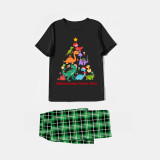 Christmas Matching Family Pajamas Christmas Tree Rex Black Short Pajamas Set