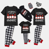 Christmas Matching Family Pajamas Hanging with My Gnomies Black Short Pajamas Set