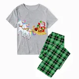 Christmas Matching Family Pajamas Unicorn Santa Short Gray Pajamas Set