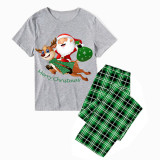 Christmas Matching Family Pajamas Merry Christmas Santa Reindeer Short Gray Pajamas Set
