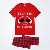 Christmas Matching Family Pajamas Chillin with Snowmies Red Pajamas Set