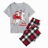 Christmas Matching Family Pajamas Merry Christmas Unicorn Santa Gray Short Pajamas Set