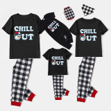 Christmas Matching Family Pajamas Chillin Out Snowman Black Short Pajamas Set