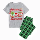 Christmas Matching Family Pajamas Holiday Christmas Summer Short Gray Pajamas Set