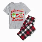 Christmas Matching Family Pajamas Holiday Christmas Summer Short Gray Pajamas Set
