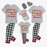 Christmas Matching Family Pajamas Holiday Christmas Summer Short Gray Pajamas Set