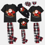 Christmas Matching Family Pajamas Merry Christmas Santa Reindeer Short Black Pajamas Set