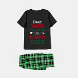 Christmas Matching Family Pajamas Dear Santa They Are Naughty Ones Black Short Pajamas Set