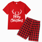 Christmas Matching Family Pajamas Antlers Merry Christmas Red Pajamas Set