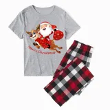 Christmas Matching Family Pajamas Merry Christmas Santa Reindeer Short Gray Pajamas Set
