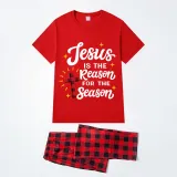 Christmas Matching Family Pajamas Jesus Is The Reason Cross Red Pajamas Set