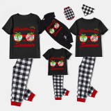 Christmas Matching Family Pajamas Holiday Christmas Summer Short Black Pajamas Set
