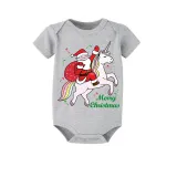 Christmas Matching Family Pajamas Merry Christmas Unicorn Santa Gray Short Pajamas Set