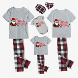 Christmas Matching Family Pajamas Merry Christmas Building Blocks Santa Short Gray Pajamas Set