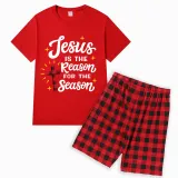 Christmas Matching Family Pajamas Jesus Is The Reason Cross Red Pajamas Set