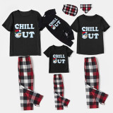 Christmas Matching Family Pajamas Chillin Out Snowman Black Short Pajamas Set