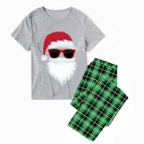 Christmas Matching Family Bearded Santa Claus Short Gray Pajamas Set