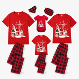 Christmas Matching Family Pajamas Crosses Snowmies Red Pajamas Set