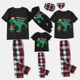 Christmas Matching Family Pajamas Christmas Tree Hat Rex Black Short Pajamas Set