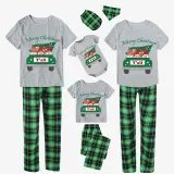 Christmas Matching Family Pajamas Merry Cristmas Y'll Gnomies Car Gray Short Pajamas Set