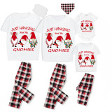 Christmas Matching Family Pajamas Red Hat Hanging with My Gnomies White Short Pajamas Set