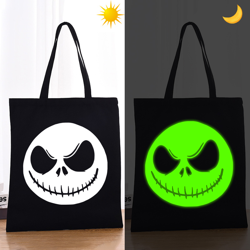 Halloween Eco Friendly Luminous The Nightmare Before Christmas Handle Canvas Tote Bag