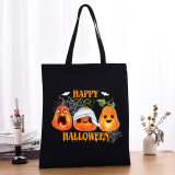 Halloween Eco Friendly Pumpkins Devil Handle Canvas Bottomless Tote Bag