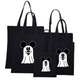 Halloween Eco Friendly Cartoon Mouse Gost Handle Canvas Bottomless Tote Bag