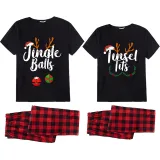 Couple Matching Christmas Pajamas Jngle Balls & Tinsel Tits Loungwear Short Pajamas Set