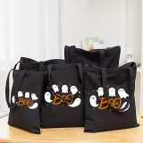 Halloween Eco Friendly Cute Ghost Boo Handle Canvas Bottomless Tote Bag