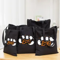 Halloween Eco Friendly Cute Ghost Boo Handle Canvas Bottomless Tote Bag