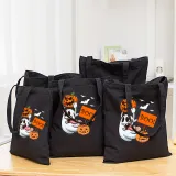 Halloween Eco Friendly Gost Pumpkin Basket Handle Canvas Bottomless Tote Bag