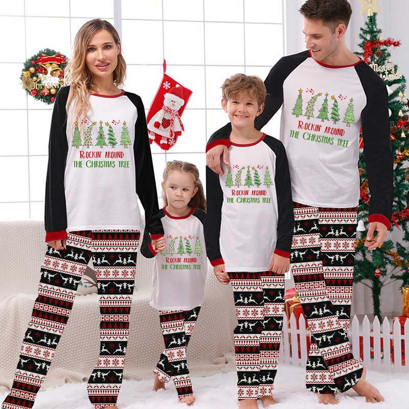 Christmas Matching Family Pajamas Rocking Around The Christmas Tree Reindeer Pants Pajamas Set