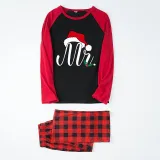 Couple Matching Christmas Pajamas Christmas Hat Mr & Mrs. Loungwear Black Pajamas Set