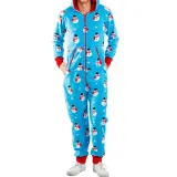 Christmas Couple Matching Pajamas Sets Snowflake Deer Hooded Christmas Jumpsuit