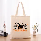 Halloween Eco Friendly The Boo Crew Cat Handle Canvas Bottomless Tote Bag