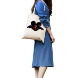 Halloween Eco Friendly Cartoon Mouse Bat Handle Canvas Bottomless Tote Bag