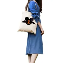 Halloween Eco Friendly Cartoon Mouse Bat Handle Canvas Bottomless Tote Bag