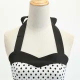 Women Holiday Polka Dot A-line Bow Tie Halter Dress
