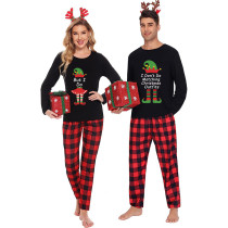 Couple Matching Christmas Pajamas Christmas Elf Loungwear Black Pajamas Set