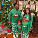 Christmas Matching Family Pajamas Funny Silly Santa Snowflakes Green Stripes Pajamas Set